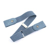 Buckle-free elastic belt in black and blue, adjustable 85-115cm, perfect for comfort and style for men and women.