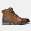 Western-style ankle boots in brown leather with convenient zip closure