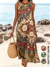 Wrinkle-resistant polyester floral dress with elegant midi silhouette