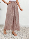 Floral wide-leg chiffon pants for women, ankle-length, elastic waist, perfect for summer fashion and casual chic outfits.