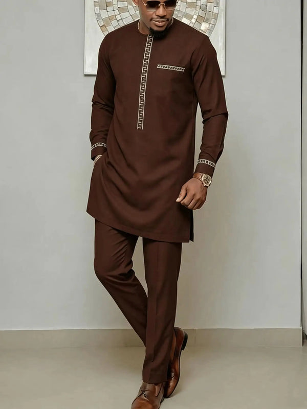 Full outfit view of African heritage set showing complete coordination from collar to hem
