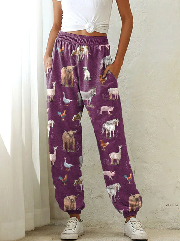 Chic high-waist joggers with 3D geometric print, pockets, and elastic drawstring for comfort and style in any season.