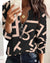 Chic digital print zipper blouse for women with geometric pattern, V-neck, and slight stretch for a stylish, comfortable fit.
