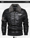 Men's Autumn/Winter Embroidered Leather Biker Jacket with detachable collar, cozy cotton lining, and classic aviator design.