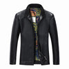 Classic goatskin leather jacket for men, lightweight, stylish, with stand collar and zipper, perfect for spring and autumn.