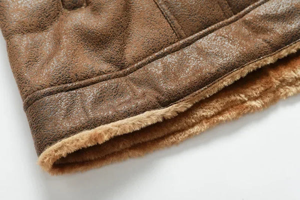 Premium men's suede leather winter jacket with turn-down collar, zipper closure, and regular fit for stylish cold weather wea