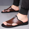 Men's breathable leather sandals featuring effortless slip-on construction