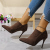 Comfortable black slip-on stiletto heels with plush cotton lining for all-day wear.