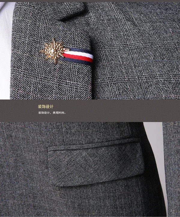 Close-up of the suit's stitching, emphasizing quality craftsmanship.