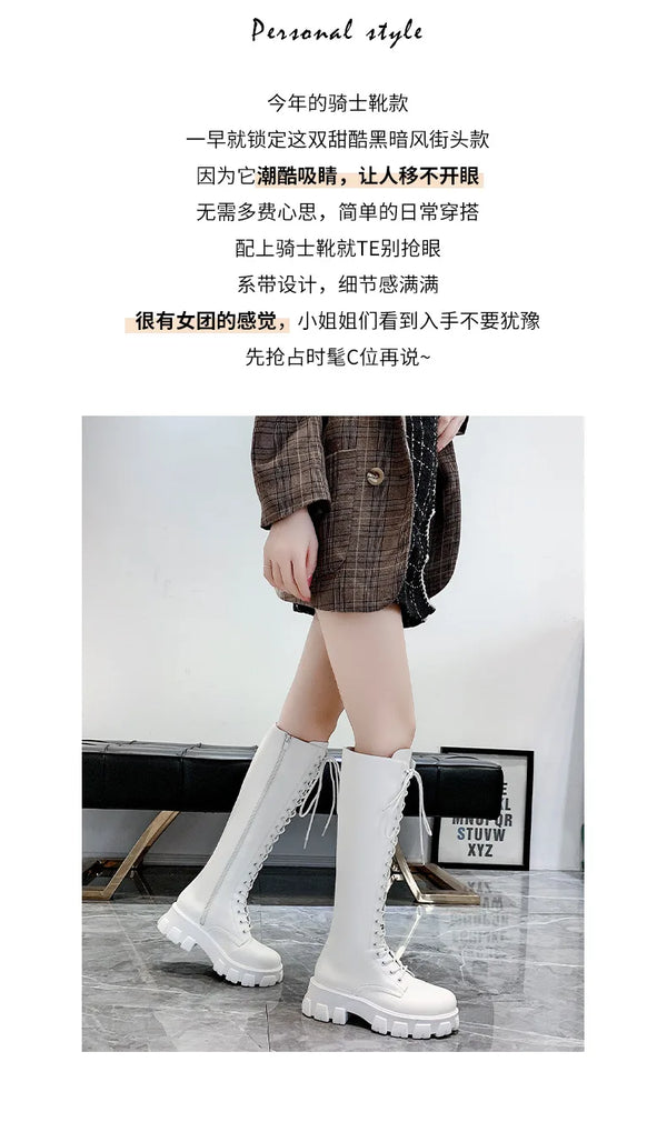 Chic ankle high women's boots with lace-up closure, thick heel, and non-slip rubber sole for stylish fall and winter wear.