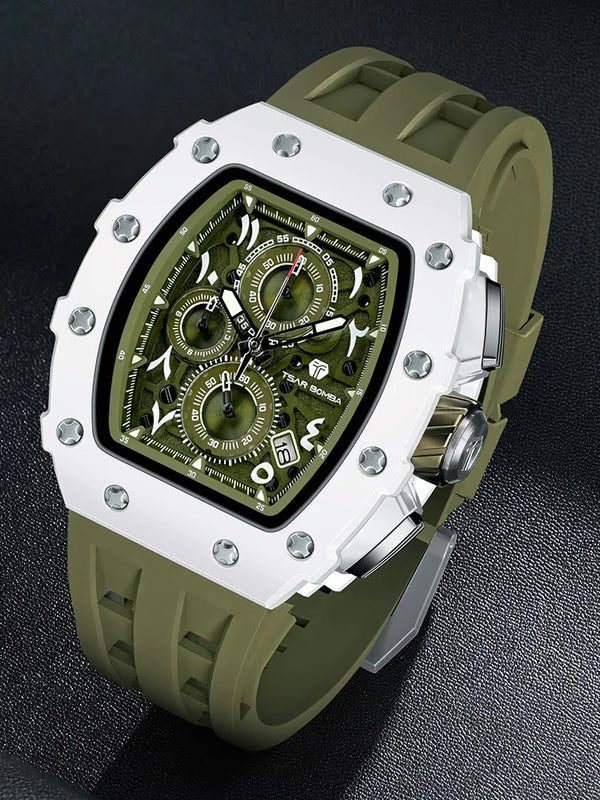 TSAR BOMBA watch displayed with other men's fashion accessories.