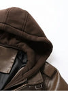 Sleek men's PU leather biker jacket with detachable hood, slim fit, perfect for autumn and winter casual wear.