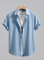 Men's summer travel shirt in polyester broadcloth with regular fit cut