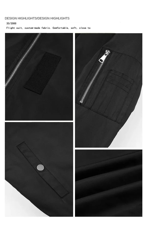 Men's slim fit bomber jacket in lightweight tactical design, perfect for spring trips and casual meetups with ribbed sleeves.