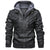 Men's PU leather hooded jacket for autumn and winter, stylish, warm, and perfect for outdoor adventures and casual wear.