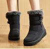 Chic women's waterproof winter boots with plush lining, low heel, and durable design for cold weather and snow.