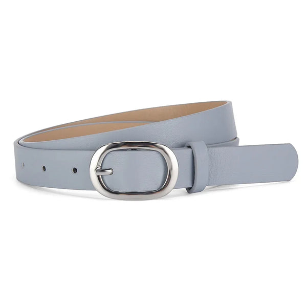 Chic round buckle women's belt in premium PU leather, stylish and versatile for jeans or dress outfits, perfect fashion acces