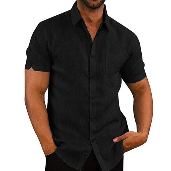 Lightweight broadcloth shirt in breathable cotton-linen blend fabric