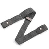 Buckle-free elastic belt in black and blue, adjustable 85-115cm, perfect for comfort and style for men and women.