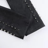 Chic cropped faux leather biker jacket for women with rivet detailing and slim fit, perfect for edgy streetwear style.