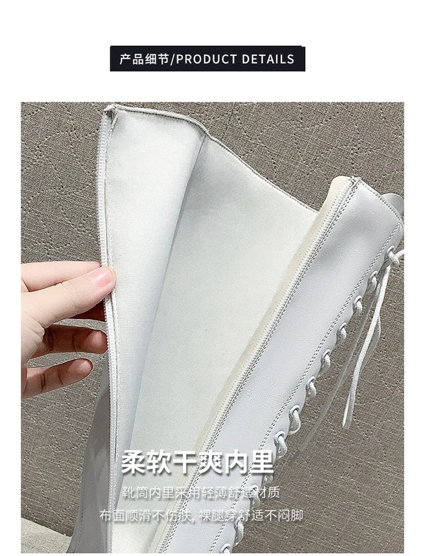 Stylish ankle high women's boots with lace-up closure, thick heel, and non-slip rubber sole for comfort and durability.