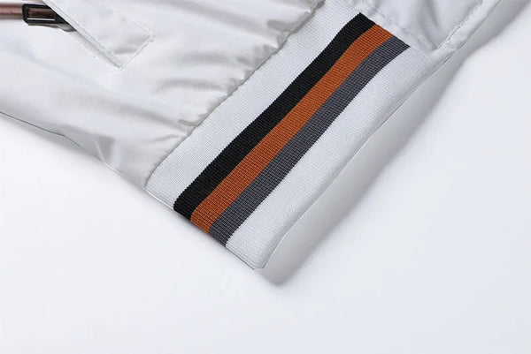 Men's Casual Varsity Bomber Jacket with USA print, stylish and comfortable for spring and autumn wear, featuring ribbed cuffs