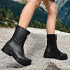 Chic waterproof women's ankle rain boots with non-slip outsole, perfect for rainy days and outdoor events.
