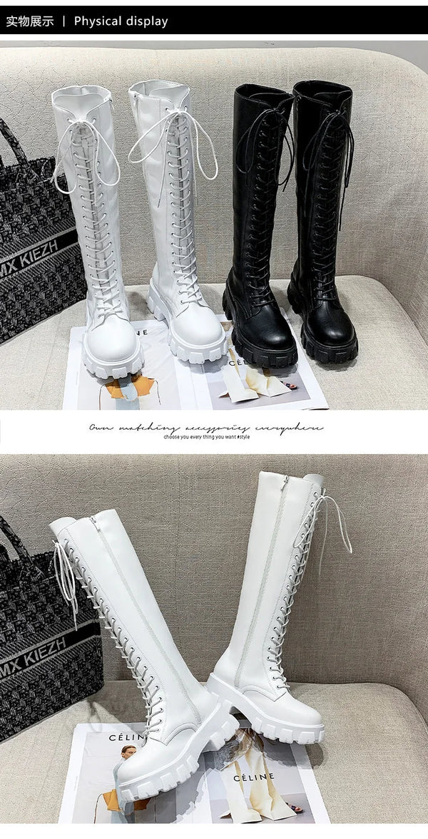 Stylish ankle high women's boots with lace-up closure, thick heel, non-slip rubber sole, perfect for fall and winter fashion.