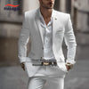 Elegant White Summer Suit for Men - Slim Fit, Notch Lapel