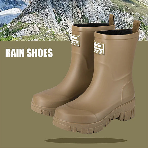 Chic waterproof women's ankle rain boots with non-slip outsole, perfect for rainy days and outdoor events.
