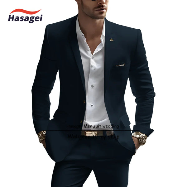 Elegant white summer suit for men, slim fit with notch lapel, perfect for weddings and business events, crafted from premium