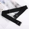 Buckle-free elastic belt in black and blue, adjustable 85-115cm, perfect for comfort and style for men and women.