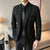 Slim fit black business suit set for men, perfect for weddings and formal events.