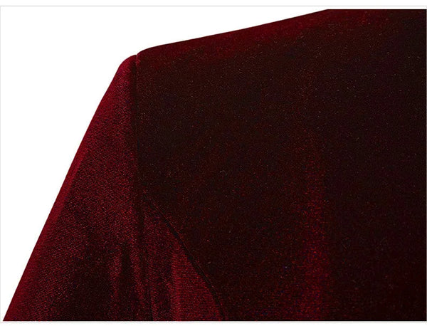 Elegant men's medieval-style trench coat in black, blue, and burgundy with single-breasted design and stand collar.