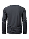 Men's long sleeve casual t-shirt in solid black, breathable polyester, O-neck, quick-drying, perfect for sports and lounging.