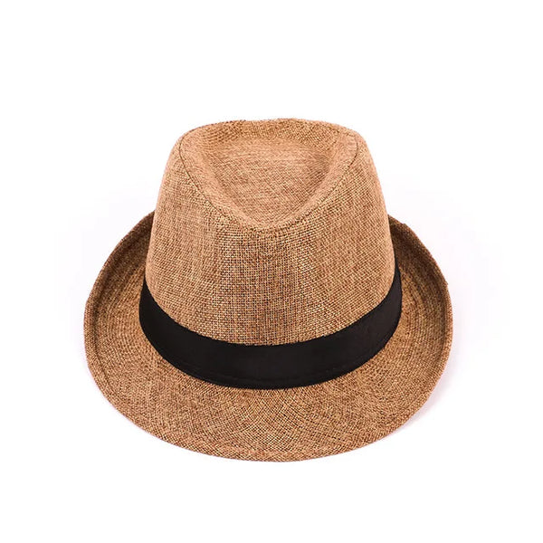 Sundrenched Linen Fedora providing stylish sun visor protection.