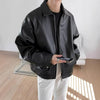 Classic Men's PU Leather Biker Jacket, waterproof, stylish, slim fit, perfect for motorcycle riding and casual outings.