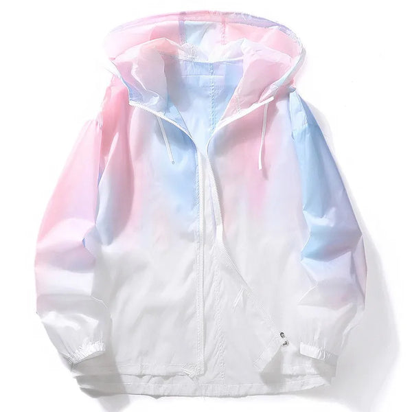 Men's breathable sunscreen windbreaker jacket in stylish design, perfect for outdoor adventures and UV protection.