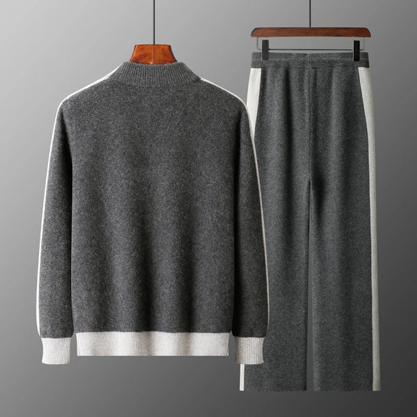 Close-up of the plush fibers of the Merino wool cardigan, showcasing its luxurious texture.