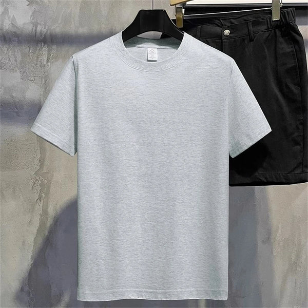 Classic Cotton Tee for men and women in solid color, breathable fabric, O-neck, short sleeve, perfect for casual wear.