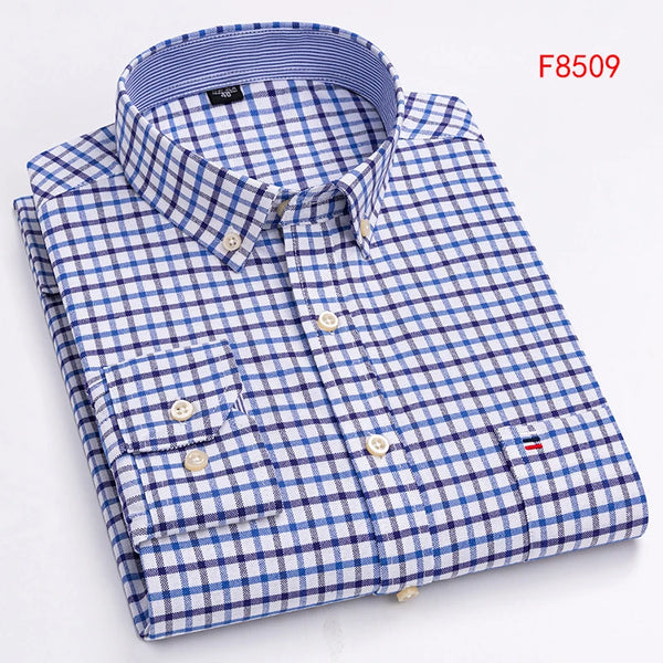 Oxford Confidence Shirt in classic plaid, blending style and professionalism.