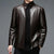 Classic goatskin leather jacket for men, lightweight, stylish, with stand collar and zipper, perfect for casual and business