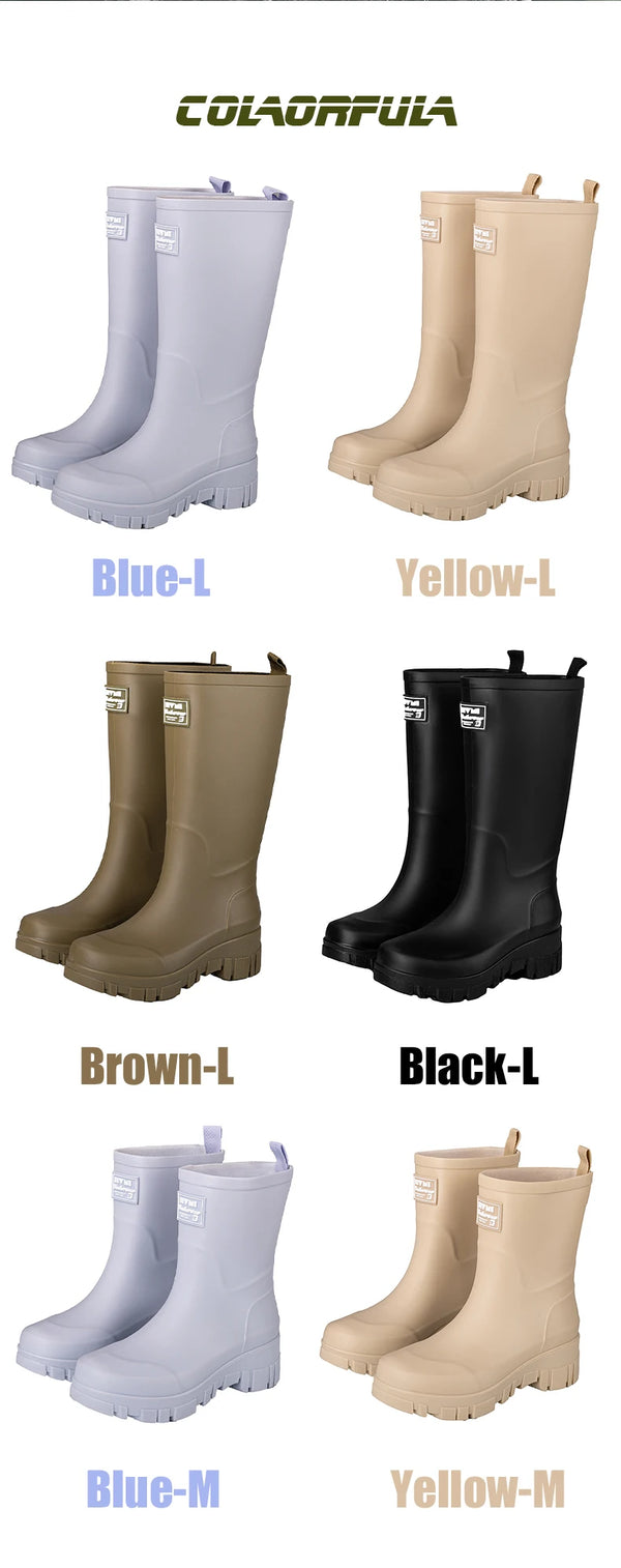 Chic waterproof women's ankle rain boots with non-slip outsole, perfect for rainy days and outdoor events.