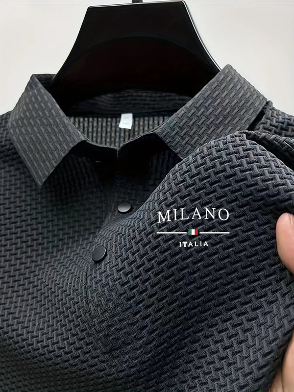 Men's versatile polo shirt with shape-retaining fabric
