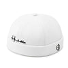 Brimless docker cap three-quarter view displaying urban style