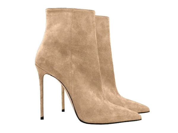 Chic suede boots ideal for spring and fall fashion.
