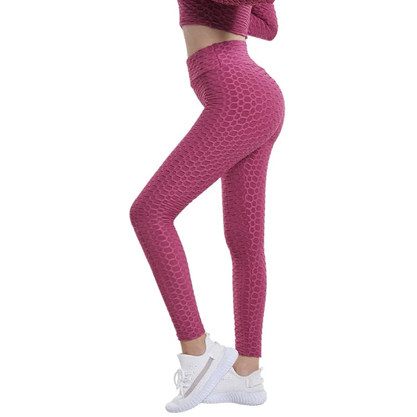 Close-up of fabric on high waist push-up leggings in charcoal, highlighting quality and stretch.