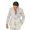 Elegant men's wedding suit featuring a double-breasted jacket and matching trousers, crafted from high-quality wool.
