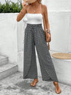 Floral wide-leg chiffon pants for women, ankle-length, elastic waist, perfect for summer casual or office wear.