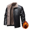 Men's faux leather jacket styled for a casual evening out.